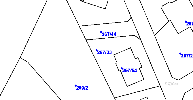 Parcela st. 267/33 v KÚ Černice, Katastrální mapa