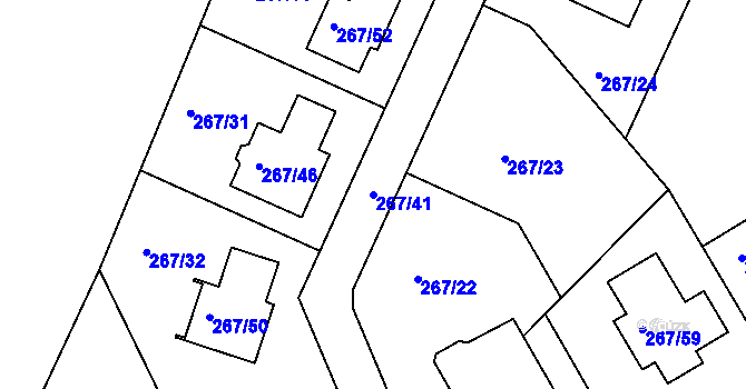 Parcela st. 267/41 v KÚ Černice, Katastrální mapa