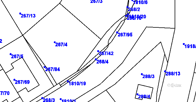 Parcela st. 267/42 v KÚ Černice, Katastrální mapa