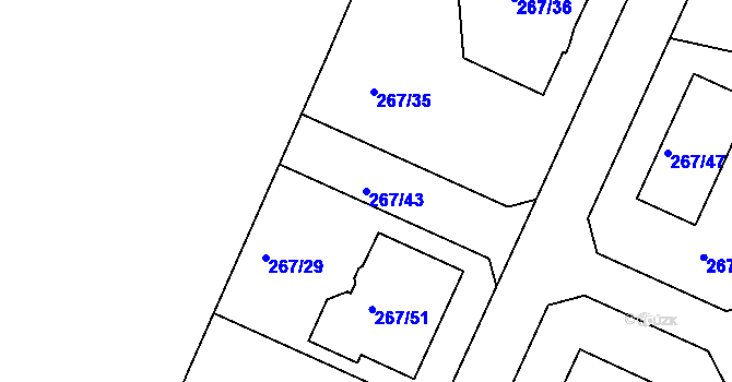Parcela st. 267/43 v KÚ Černice, Katastrální mapa