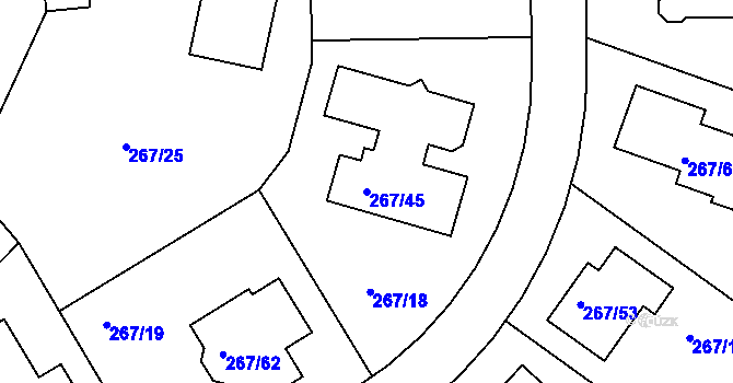Parcela st. 267/45 v KÚ Černice, Katastrální mapa
