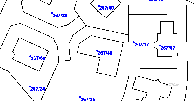 Parcela st. 267/48 v KÚ Černice, Katastrální mapa