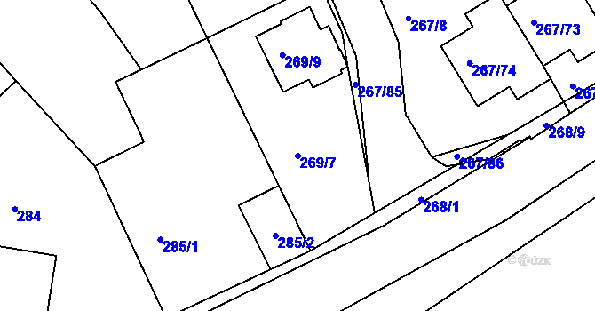 Parcela st. 269/7 v KÚ Černice, Katastrální mapa