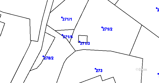 Parcela st. 271/3 v KÚ Černice, Katastrální mapa