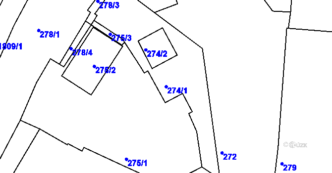 Parcela st. 274/1 v KÚ Černice, Katastrální mapa