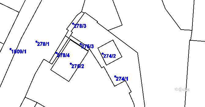 Parcela st. 274/2 v KÚ Černice, Katastrální mapa