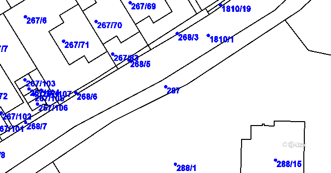 Parcela st. 287 v KÚ Černice, Katastrální mapa