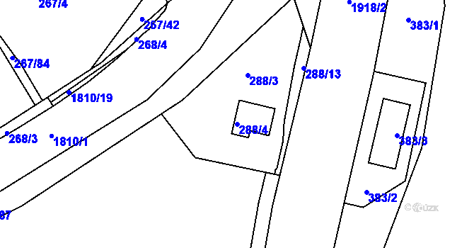Parcela st. 288/4 v KÚ Černice, Katastrální mapa