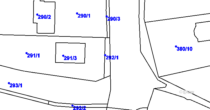 Parcela st. 292/1 v KÚ Černice, Katastrální mapa