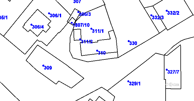 Parcela st. 310 v KÚ Černice, Katastrální mapa