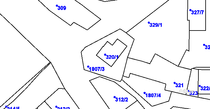 Parcela st. 320/1 v KÚ Černice, Katastrální mapa