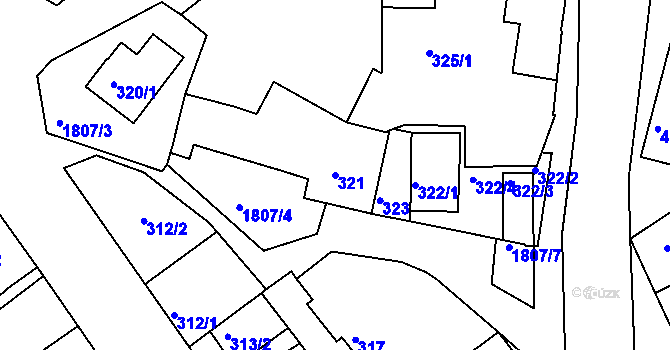 Parcela st. 321 v KÚ Černice, Katastrální mapa