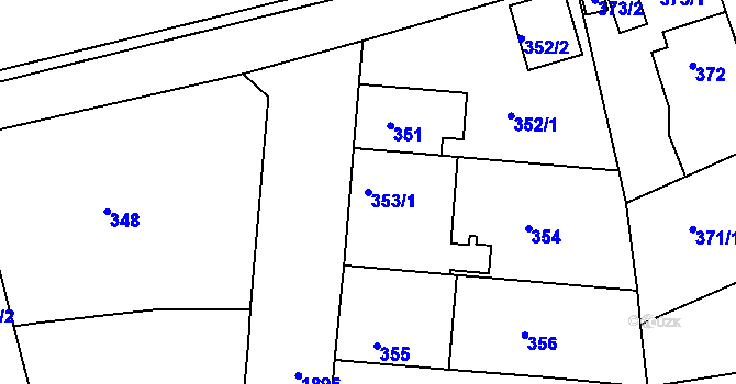 Parcela st. 353/1 v KÚ Černice, Katastrální mapa