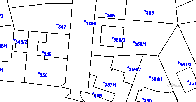 Parcela st. 357/2 v KÚ Černice, Katastrální mapa