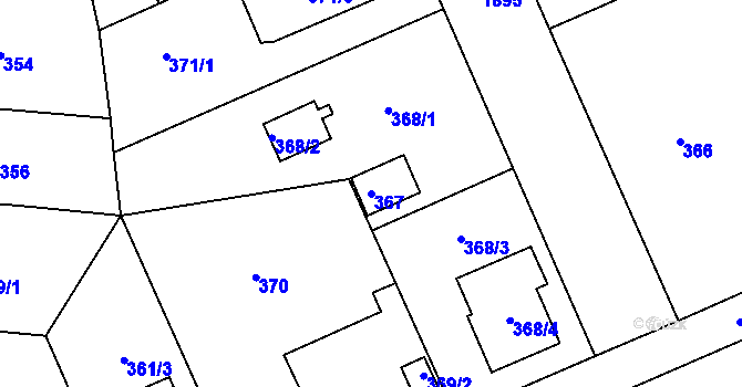 Parcela st. 367 v KÚ Černice, Katastrální mapa