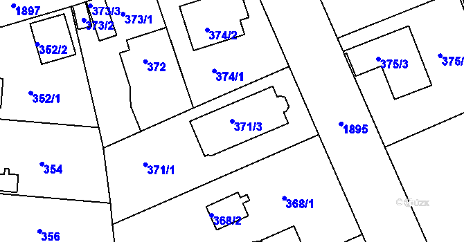Parcela st. 371/3 v KÚ Černice, Katastrální mapa