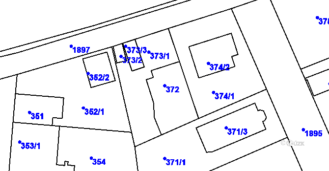 Parcela st. 372 v KÚ Černice, Katastrální mapa