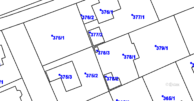 Parcela st. 378/3 v KÚ Černice, Katastrální mapa