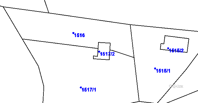 Parcela st. 1517/2 v KÚ Černice, Katastrální mapa