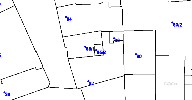 Parcela st. 85/2 v KÚ Černice, Katastrální mapa