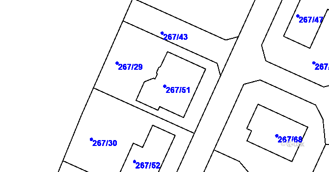 Parcela st. 267/51 v KÚ Černice, Katastrální mapa
