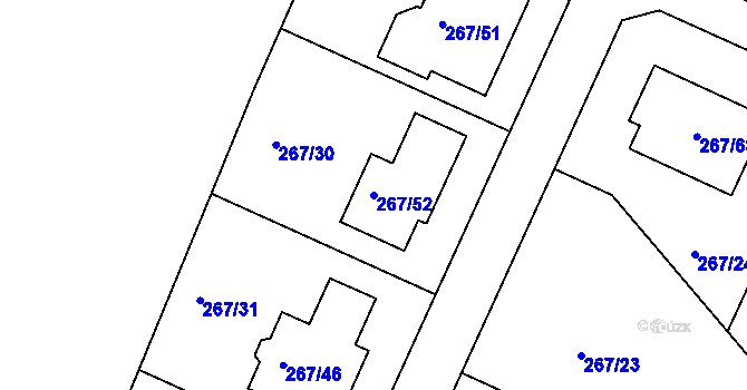 Parcela st. 267/52 v KÚ Černice, Katastrální mapa