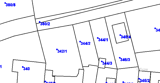 Parcela st. 344/2 v KÚ Černice, Katastrální mapa