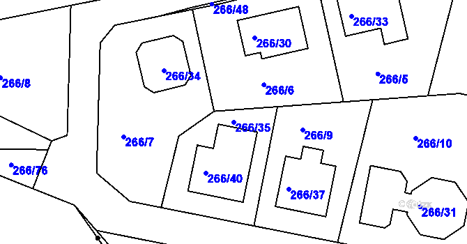 Parcela st. 266/35 v KÚ Černice, Katastrální mapa