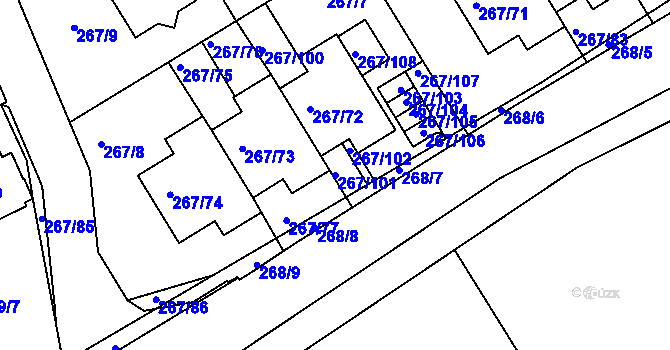 Parcela st. 267/101 v KÚ Černice, Katastrální mapa