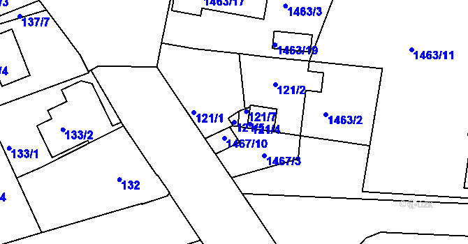 Parcela st. 121/5 v KÚ Černice, Katastrální mapa