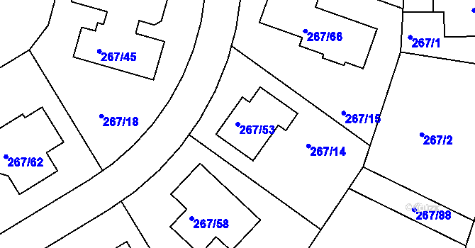 Parcela st. 267/53 v KÚ Černice, Katastrální mapa