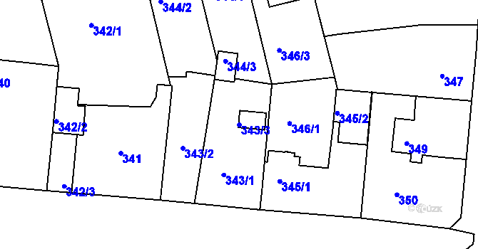 Parcela st. 343/3 v KÚ Černice, Katastrální mapa