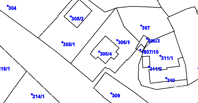 Parcela st. 306/4 v KÚ Černice, Katastrální mapa