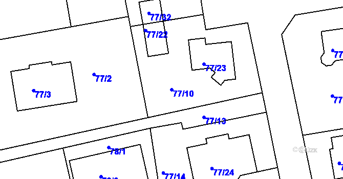 Parcela st. 77/10 v KÚ Černice, Katastrální mapa