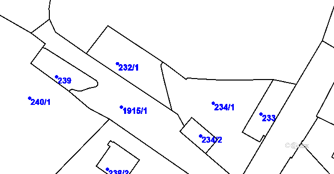 Parcela st. 232/2 v KÚ Černice, Katastrální mapa