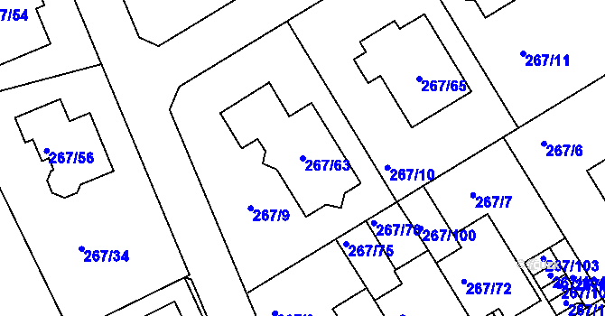 Parcela st. 267/63 v KÚ Černice, Katastrální mapa