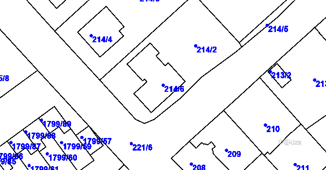 Parcela st. 214/6 v KÚ Černice, Katastrální mapa