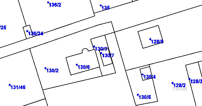 Parcela st. 130/7 v KÚ Černice, Katastrální mapa