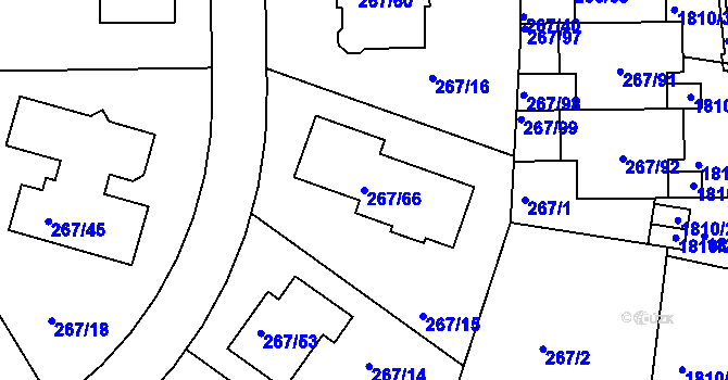 Parcela st. 267/66 v KÚ Černice, Katastrální mapa