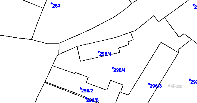 Parcela st. 296/1 v KÚ Černice, Katastrální mapa