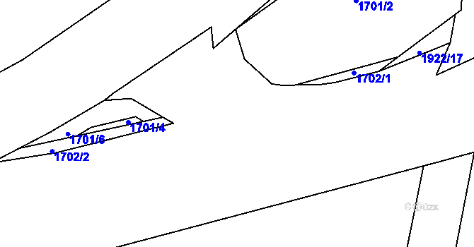 Parcela st. 1922/22 v KÚ Černice, Katastrální mapa