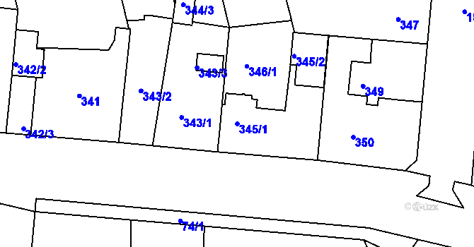 Parcela st. 345/1 v KÚ Černice, Katastrální mapa