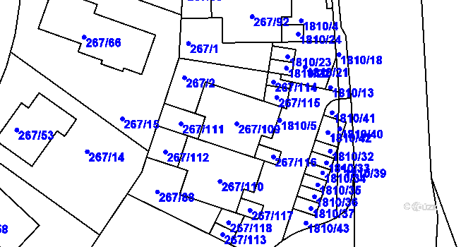 Parcela st. 267/109 v KÚ Černice, Katastrální mapa