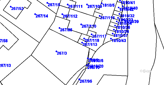 Parcela st. 267/113 v KÚ Černice, Katastrální mapa