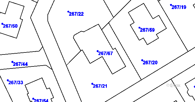 Parcela st. 267/67 v KÚ Černice, Katastrální mapa
