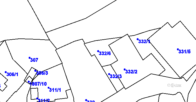 Parcela st. 332/6 v KÚ Černice, Katastrální mapa