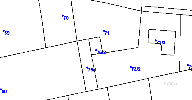 Parcela st. 76/2 v KÚ Černice, Katastrální mapa