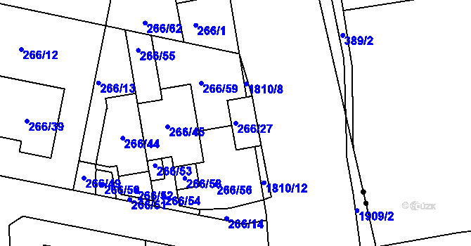 Parcela st. 266/27 v KÚ Černice, Katastrální mapa