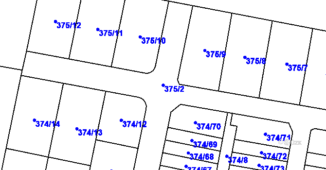 Parcela st. 375/2 v KÚ Radobyčice, Katastrální mapa