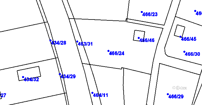 Parcela st. 463/23 v KÚ Radobyčice, Katastrální mapa